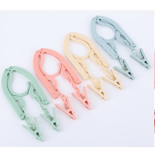 12 Pcs Foldable Travel Hangers with Clips, Plastic Hanger Folding Clothes Hangers Space Saving Clothes Hangers - Coat Hangers for Cruise Business Trip Travel - color: Light Color 12pcs With Clip