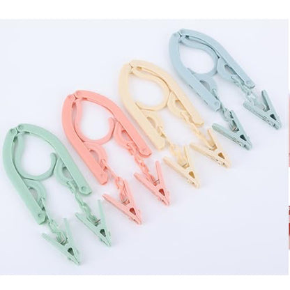 12 Pcs Foldable Travel Hangers with Clips, Plastic Hanger Folding Clothes Hangers Space Saving Clothes Hangers - Coat Hangers for Cruise Business Trip Travel - color: Light Color 12pcs With Clip