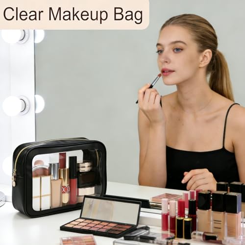 3PCS Diaper Bag Organizer Pouch Set，Clear Organizer Bags,TSA Approved Toiletry Bag,Clear Waterproof Cosmetic Bags with Zipper,Purse Organizer Pouches,Travel Organizer Bags for Woman and Kids - color: Black, size: 3PCS