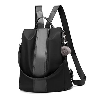 PINCNEL Women Backpack Purse Waterproof Nylon Anti-theft Rucksack Lightweight Shoulder Bag - color: Black, size: Large