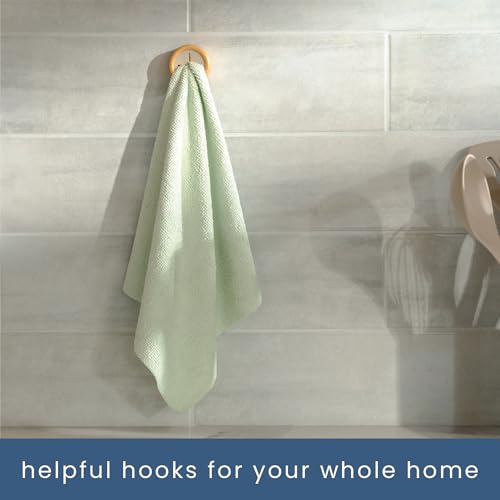 S&T INC. Round Adhesive Push Towel Hooks for Kitchen, Hand and Dish Towels, Plastic, Bamboo, 4 Pack - color: Bamboo