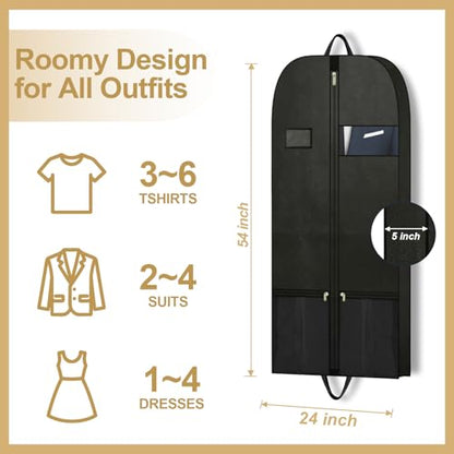 CYD Dress Storage Bags with Shoe Pockets and Scent Card, 54" Garment Bags for Hanging Clothes, Breathable Covers for Women’s Dresses, Coats and Occasionwear, Durable and Dustproof, Black, 2 Pack - style: Garmentbag 54INCH 2 pack
