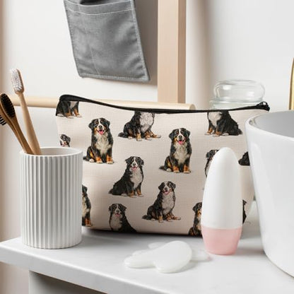 Bernese Mountain Dog Makeup Bag, Bernese Mountain Lovers Gifts Cosmetic Bag for Women, Dog Mom Lovers Owner Gifts for Women Christmas, Pet Lover Gift Zipper Travel Makeup Pouch for Purse - color: bernese mountain