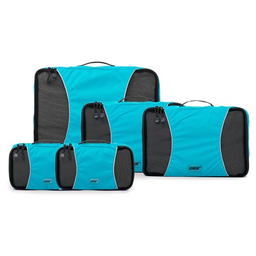 GOX Ultra Light 5 piece Packing Cubes Travel Luggage Organizer 1 Large 2 Medium 2 Small - color: blue