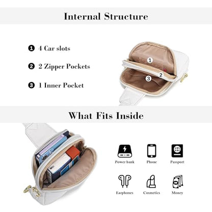 Haytijoe Small Anti Theft Crossbody Bag for Women Faux Leather Lightweight Sling Bags RFID Blocking Fanny Pack for Travel - color: White
