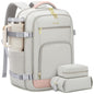 LOVEVOOK Travel Backpack For Women, 40L Carry On Backpack Flight Approved, TSA Personal Item Travel Bag Fits 17 Inch Laptop, Business Weekender Overnight Waterproof Daypack With 2 Cubes, Grey-Pink - color: Pink-grey, size: 40l-17.3 Inch-3pcs