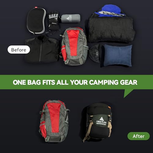Hikenture Compression Sack for Sleeping Bag, Upgrade Anti-Tear Nylon Sleeping Bag Stuff Sack, 10L/14L/20L/30L Water-Resistant Compression Bag, Storage Bag - color: Dark Green, size: 14L