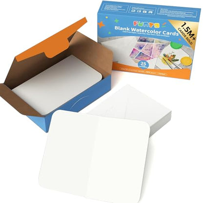 Funto Blank Watercolor Cards and Envelopes, 50 Cards, 5x7'', 140lb/300gsm, White, Acid-Free, Heavyweight Paper for All Occasions - style: 5x7 Cards and Envelopes