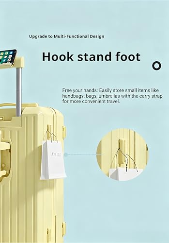 Carry-on Luggage with Cup Holder & USB Charging Port, Hard Side Luggage with Spinner Wheels, Lightweight Luggage for Travel, Business, School (Yellow, Carry-On 20-Inch) - color: Yellow