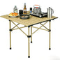Foldable roll up Camping Table, Lightweight and Portable Compact Metal Camping Table, Suitable for Outdoor barbecues and picnics, Khaki 20 * 20 inches (58)