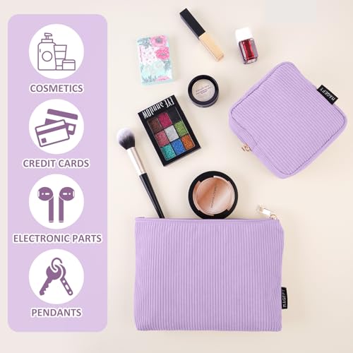 MAGEFY Makeup Bag Small Cosmetic Bag for Women - color: Purple-2pcs-Small+Large