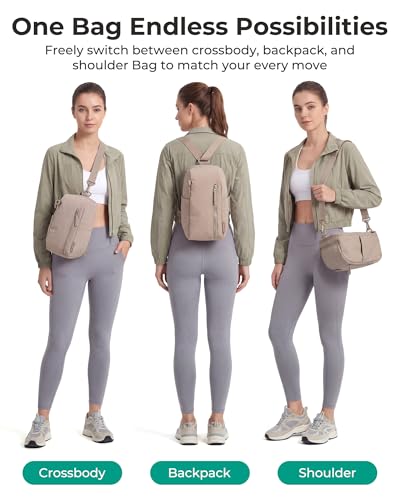 BAGSMART Small Sling Bag for Women, Fast Track Crossbody Bag Mini Backpack purse for Daily Travel Gym | 9L Fast Track - color: Olive Green