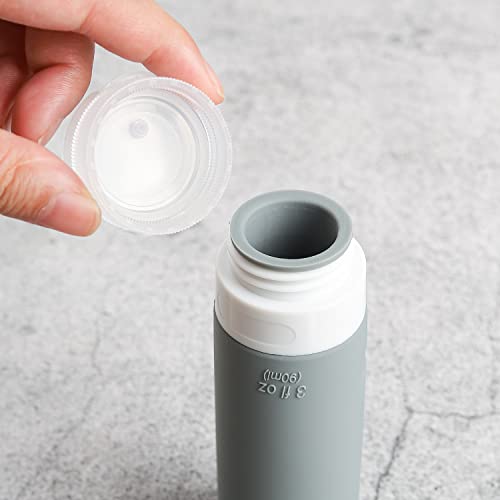 DEPOZA Travel Bottles Kit (16 Pack) - TSA Approved, Leak Proof Silicone Squeezable Containers for Toiletries. Complete Set with Jars, Sprayers & Bag (Black) - color: Black