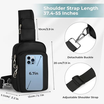 BROADREAM Sling Bag, Crossbody Bag with Anti-Theft Lock Zipper, RFID Blocking & Water Resistant for Travel Work Sport - color: Black