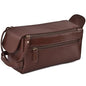 LEATHER VILLAGE Genuine Carbon Fiber Genuine Leather Travel Toiletry Bag - Large Dopp Kit, Water-Resistance Bathroom & Shaving Organizer for Men & Women - Brown - color: Carbon Brown
