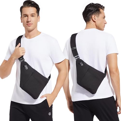 VADOO Sling Bag - Anti-theft Crossbody Shoulder Bag for Men and Women - color: Black-rfid