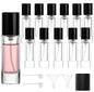 5ml Perfume Travel Refillable Bottle Perfume Atomizer, Travel Size Perfume Bottle,12pcs Glass Bayonet Mount Fragrance Atomizers for Trip, Leak-proof Cologne Sprayer Bottles - color: black