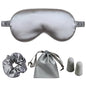 Silk Satin Sleeping Eye Mask, Silvergrey Sleep Eye Mask Night Blindfold for Women and Men, Soft Breathable Blackout Eyeshade Eye Cover for Travel, Wedding Bridesmaid Gift - color: Silvergrey