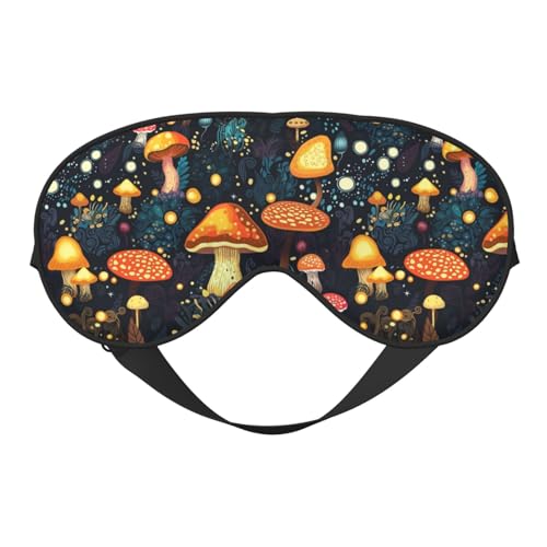 Sleep Eye Mask Mushroom Forest with Lights Sleep Mask for Women Men Comfortable Eye Mask with Adjustable Strap Soft Eye Cover Blindfold for Travel Yoga Nap Shift Work - color: Mushroom Forest With Lights