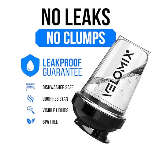 VELOMIX -2 Pack- 20 oz Protein Shaker Bottles for Protein Mixes - 2x Wire Whisk | Leak Proof Shaker Cups for Protein Shakes and Pre Workout | Protein Shaker Bottle Pack (Clear Prime) - color: A2) Clear Prime