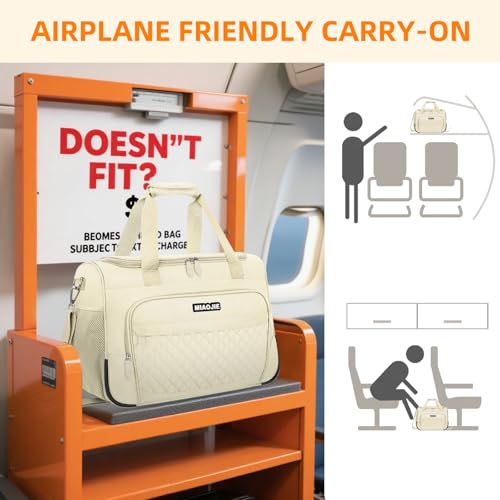 Travel Duffle Bag for Women, Underseat Carry On luggage Bag Foldable Overnight Weekender Hospital Bag Lightweight Airplanes Personal Item Travel Tote Bag for Women Birthday Gifts, 16IN Beige - color: Beige, size: 16IN