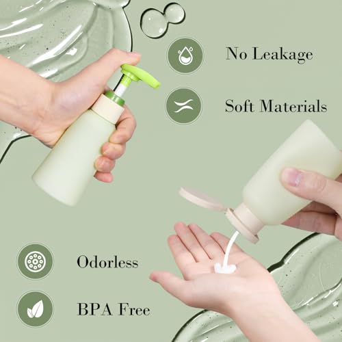 3.4oz Travel Shampoo Bottle with Flip Cap, Refillable Plastic Pump Bottles Dispenser for Soap, Shampoo, Lotions, Liquid Body Wash, Creams and Massage Oil (2Pack, 3.4oz/100ml) - size: 3.4 fl oz