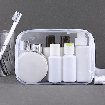 Tergy 50 Packs Clear Cosmetics Bags for Women Men Waterproof Toiletry Bags PVC Makeup Bags Organizer Case with Zipper for Travel Bathroom (50 White) - color: 50 White