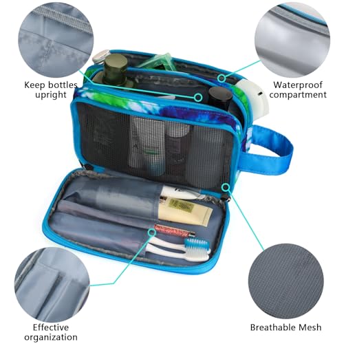 Tie Dye Toiletry Bag for Girls, Travel Toiletry Bag for Teen Girls Cosmetic Bag Makeup Bag Waterproof Hanging Wash Bag Toiletries, Blue - color: Blue-Tie Dye