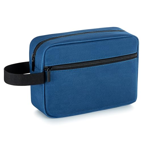 Elviros Travel Toiletry Bag for Women and Men,Lightweight Makeup Bag Hanging Dopp Kit with Shaving Compartment Cosmetic Organizer Small Tool Bag Travel Essentials,Gifts for Men(Navy Blue) - color: Navy Blue, size: Small