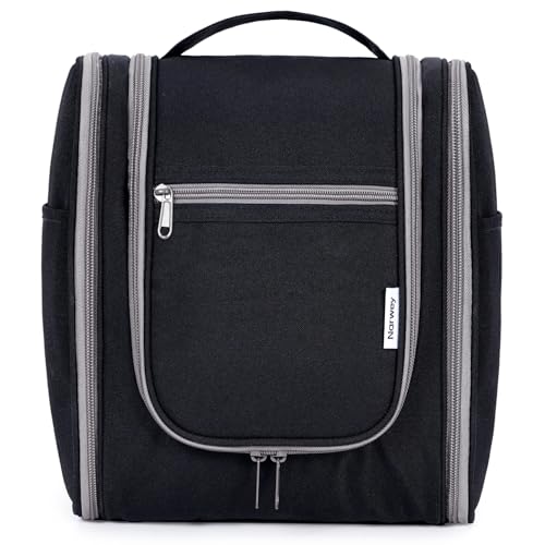 Narwey Small Hanging Travel Toiletry Bag Cosmetic Make Up Organizer for Women and Men (Medium, Black) - color: AB-Black, size: Medium