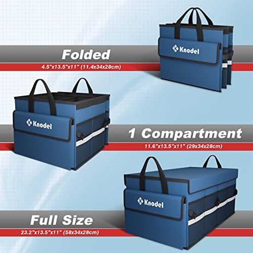 K KNODEL Car Trunk Organizer with Lid, Collapsible Car Trunk Storage Organizer, Car Organizer and Storage for SUV, Truck, Sedan (Medium, Blue) - color: Blue, size: Medium-With Lid