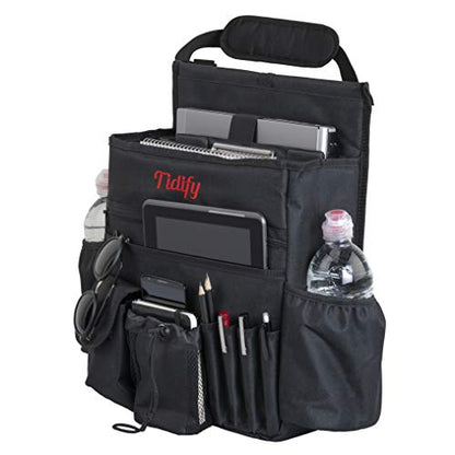 Tidify Back Seat Car Organizer with Dedicated Tablet and Laptop Storage Stabilizing Side Straps Soft Adjustable Shoulder Strap and Hardened Buckles Your Office Away from Office