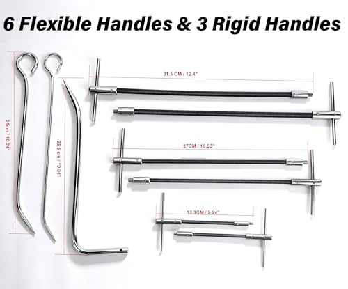 23pcs Packing Puller Kit, Stainless Steel Gland Packing Extractor Set with Flexible Shafts & Corkscrew Pulling Hooks for Valve Maintenance Industrial Seal Removal Tools with Toolbox, Removable Tips