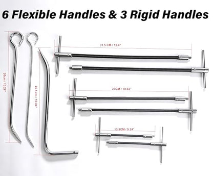 23pcs Packing Puller Kit, Stainless Steel Gland Packing Extractor Set with Flexible Shafts & Corkscrew Pulling Hooks for Valve Maintenance Industrial Seal Removal Tools with Toolbox, Removable Tips