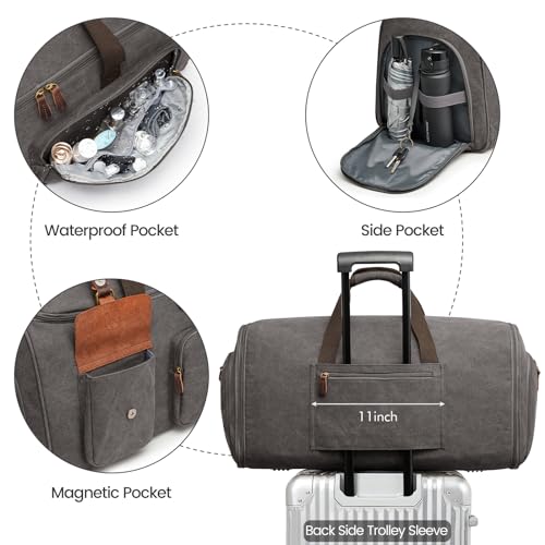 S-ZONE Garment Bags for Travel Convertible Garment Duffle Bags for Travel Suit Carry on Luggage for Men Hanging Suitcase - color: Grey