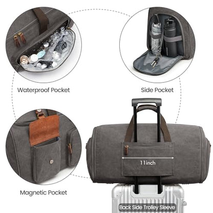 S-ZONE Garment Bags for Travel Convertible Garment Duffle Bags for Travel Suit Carry on Luggage for Men Hanging Suitcase - color: Grey