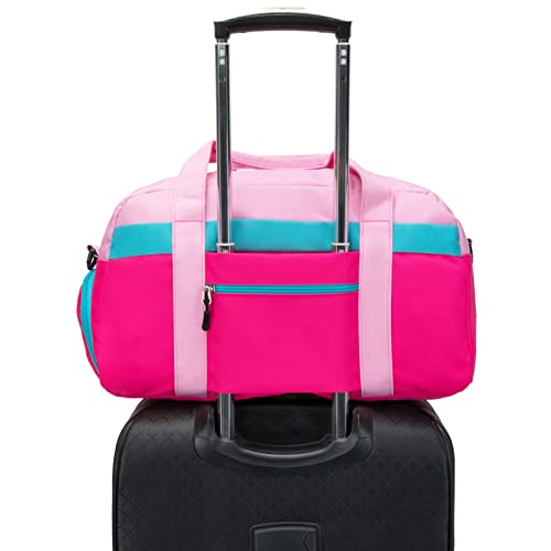 Kids Duffle Bag for Boys or Girls, Fit Sports Practice, or Overnight Travel Weekend (Pink) - color: Pink