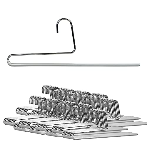 Mawa by Reston Lloyd Non-Slip Space Saving Clothes Hanger with Single Rod for Pants, Style KH35U, Silver, Set of 160 - color: Silver, size: Set of 160