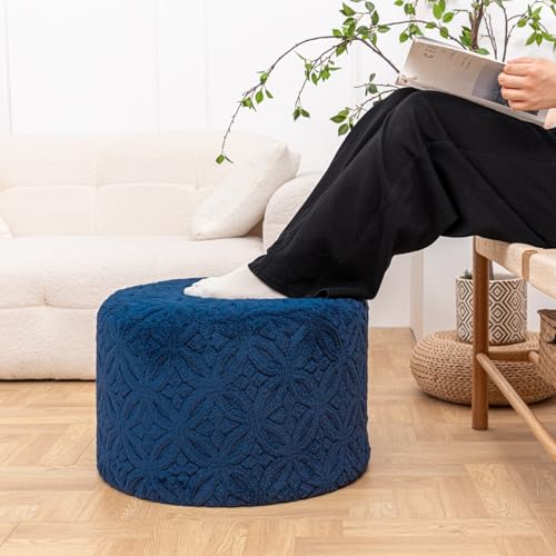 Plush Multi-Functional Ottoman Pouf – Ergonomic Ottoman Foot Rest with Space-Saving Design, Perfect Under Desks, Couches & Sofas (Navy Blue) - color: Navy Blue