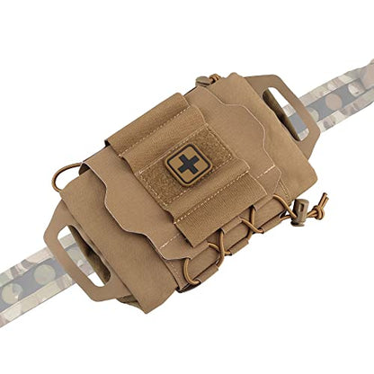 SABADO Rapid/Quick Deploy First Aid Kit Pack Tactical IFAK Pouch Two-Piece System Med Roll Carrier Hypalon Handle Outdoor Sport Hunting Bag - color: Coyote Brown-87