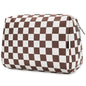 Narwey Checkered Makeup Bag Travel Cosmetic Bag Organizer Toiletry Bag Make Up Bags with Compartments for Women Girls (Large, Dark Checkerboard) - color: YB-Dark Checkerboard, style: Large