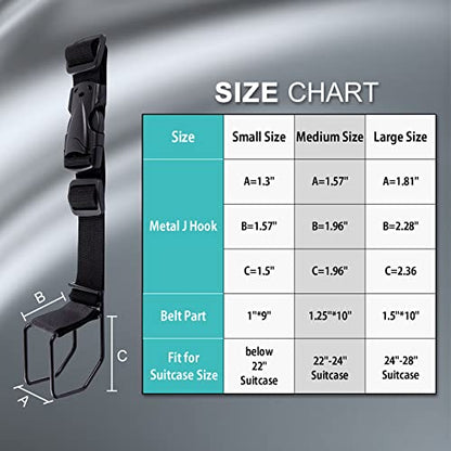 Vigorport Luggage Hook Strap,J Hook for add a Bag Luggage,Multi Adjustment Bag Strap Hook with Hands Free(Black-Large Size) - size: Large size/Standard buckle