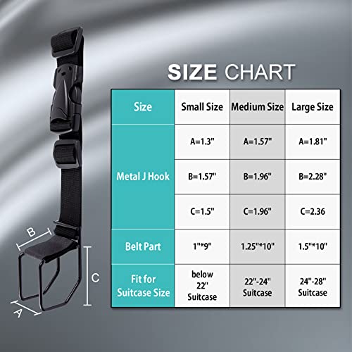Vigorport Luggage Hook Strap,J Hook for add a Bag Luggage,Multi Adjustment Bag Strap Hook with Hands Free(Black-Large Size) - size: Large size/Standard buckle