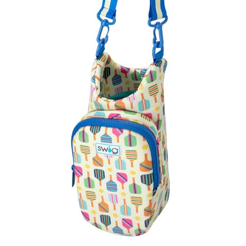 Swig Life Water Bottle Sling Bag, Water Bottle Holder with Adjustable Strap, Carrier Bag with Zippered Phone Pocket, Holds 36oz (Pickleball) - color: Pickleball