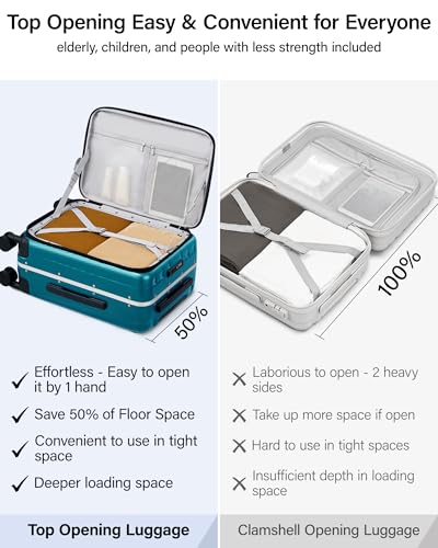 Hanke 24 Inch Checked Luggage Hard Shell Top Opening Aluminum Frame Hardside Medium Suitcase with Spinner Wheels, Durable Rolling Luggage for Men & Women Travel, Caribbean Blue - color: Caribbean Blue, size: 24 Inch