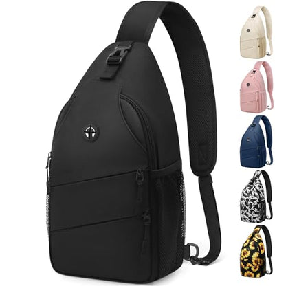 Pritent Crossbody Bags for Women Men Trendy Sling Bag Backpack Casual Chest Bag with Convertible Shoulder Strap - color: Black, size: Medium