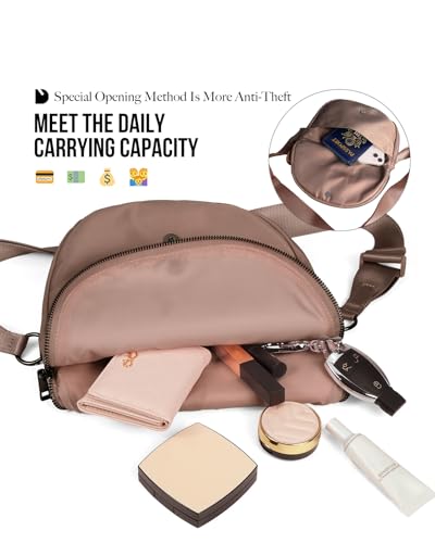 Crescent Bag for Women and Men, Fashion Medium Nylon Folding Crescent Moon Bag Single Shoulder Bag with Adjustable Strap - color: Crossbody bag-Brown