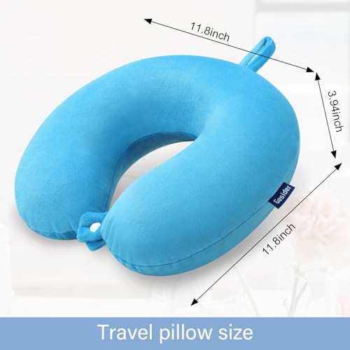 Neck Pillow for Travel Comfortable Travel Pillows U Shape Memory Foam Airplane Pillow Support Neck and Head Portable Neck Pillows Suitable for Airplane, Trains, Self-Driving Cars, Lake Blue Color - color: Lake Blue