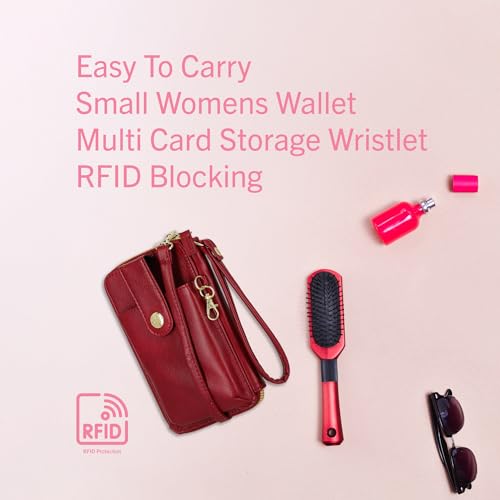 Mundi Jacqui RFID Crossbody Wallet for Women, Vegan Leather Small Travel Handbag with Phone Holder, Compact Organizer with Card Slots and Removable Strap, Vacation Purse in (Black) - color: (Black)