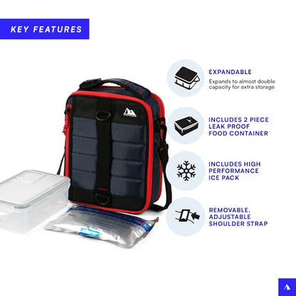 Arctic Zone Ultimate Expandable Insulated Lunch Box, Dual Compartment Insulated - Navy - color: Navy